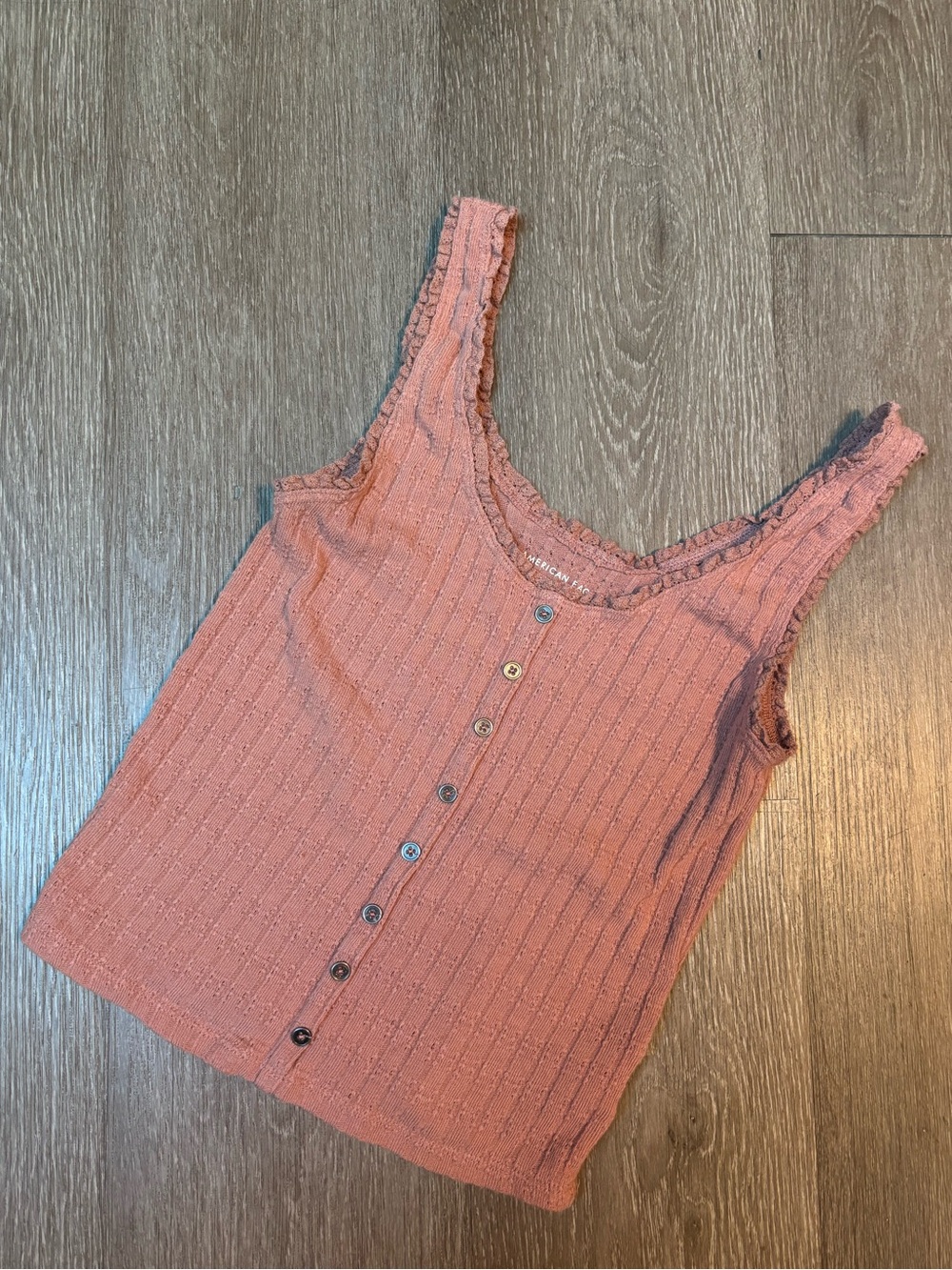 American Eagle Outfitters Dusty Pink Ribbed Button-Front Cami